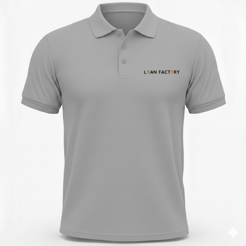 GRAY Short Sleeve Polo Shirt – Loan Factory Logo