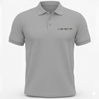GRAY Short Sleeve Polo Shirt – Loan Factory Logo