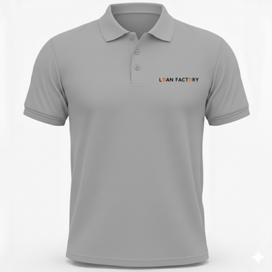 GRAY Short Sleeve Polo Shirt – Loan Factory Logo