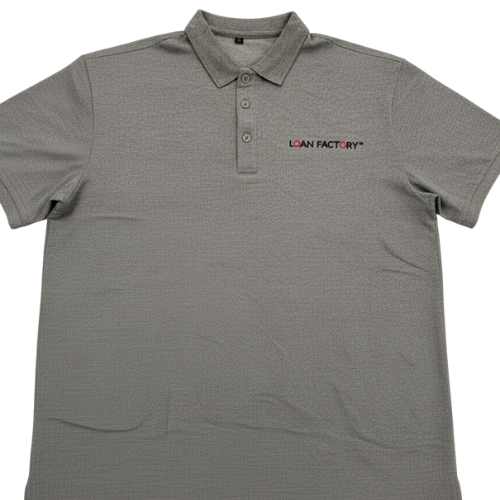 GRAY Short Sleeve Polo Shirt – Loan Factory Logo