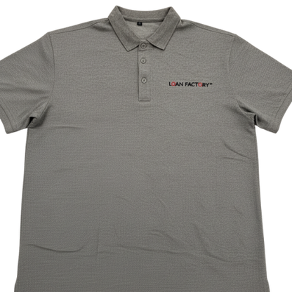 GRAY Short Sleeve Polo Shirt – Loan Factory Logo